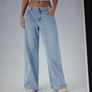 LARGE    HALARA FLEX LOW RISE ZIPPER BAGGY WIDE LEG JEANS